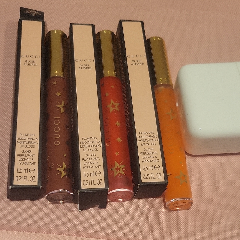 Gucci Gloss Collection - Rich Brown, Soft Pink, Vibrant Orange
